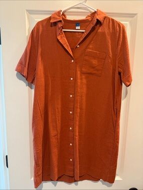 Old Navy Rust Orange Button-Down Casual Shirt Dress
